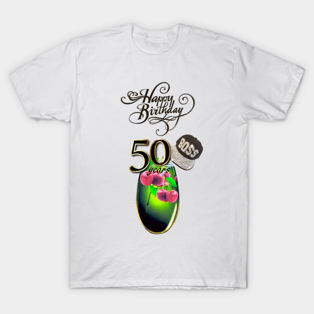 Happy 50th Birthday T-Shirt by KC Morcom aka KCM Gems n Bling aka KCM Inspirations